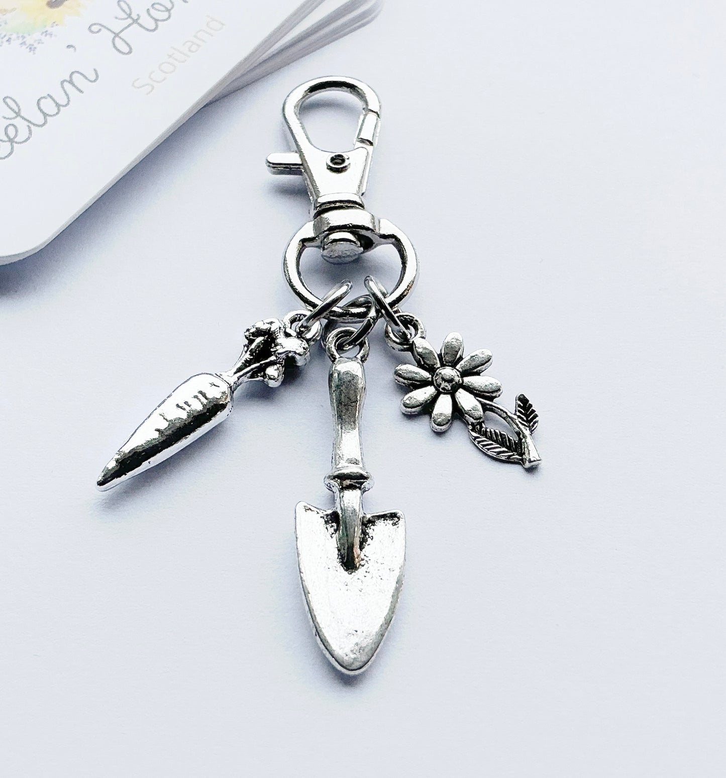 Small Bag Charm. Gardening Bag Charm. Allotment Bag Charm. Metal Bag Charm. Silver Bag Charm. Gift For Gardeners.