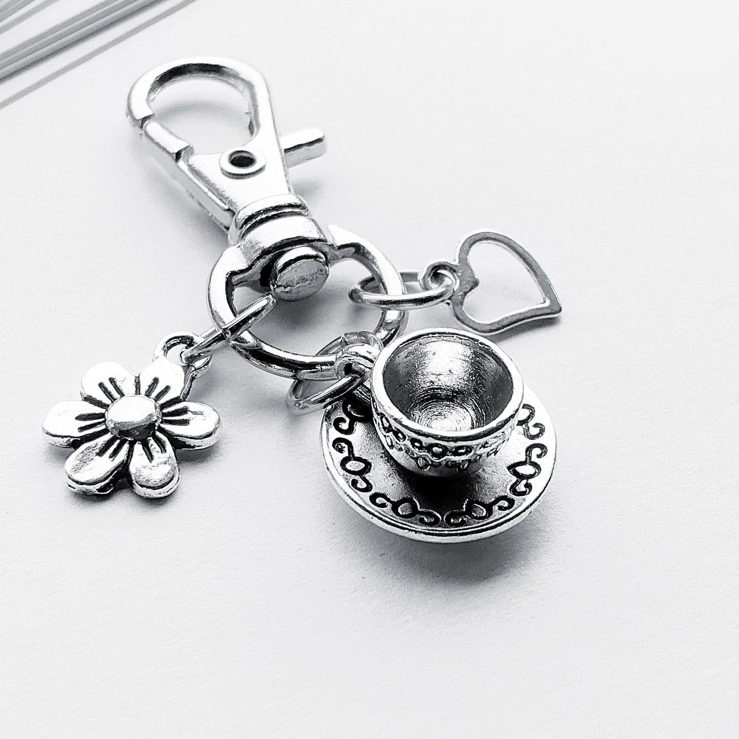 A Small Teacup Bag Charm. Teacup Charm. Metal Bag Charm. Teacups. Cup And Saucer Charm.