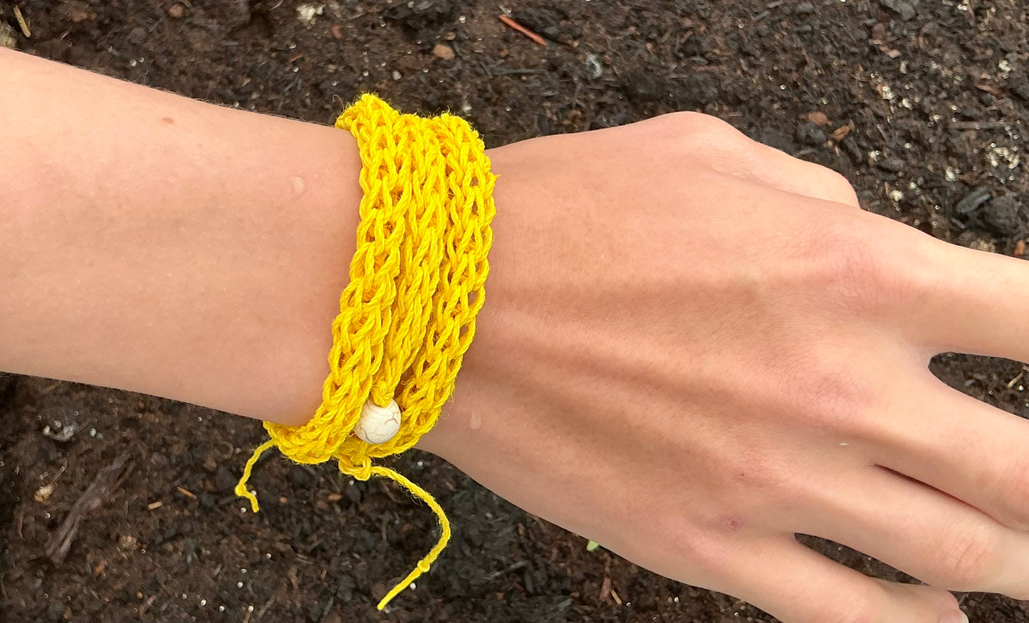 Yellow Wrap Around Bracelet. Hemp Bracelet. Hemp Jewellery. Boho Style Bracelet. Boho Chic. Boho Fashion. Boho Bracelet. Handmade In Scotland. Beach Style Bracelet. Beach Life. Bracelet. Handmade Bracelets.