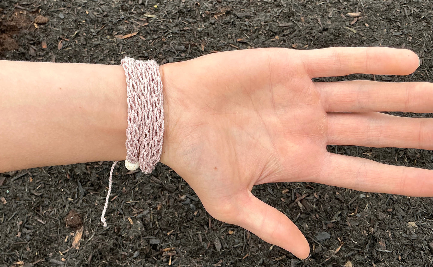 Pale Pink Hemp Bracelet. Hemp Bracelet. Bracelets. Boho Style Bracelet. Wrap Bracelet. Hemp Jewellery.