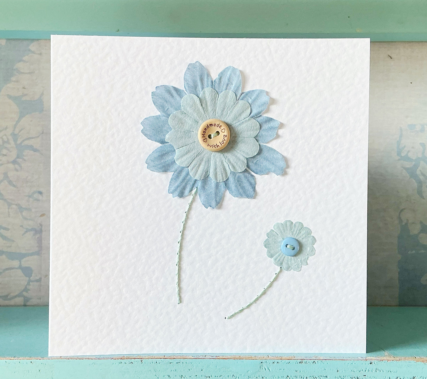 Hand Sewn Card. Mothers Day Card. Valentines Card. Anniversary Card. Sympathy Card. Baby Shower Card. Thank You Card. Blank Card. Daisy Card. Flower Card.