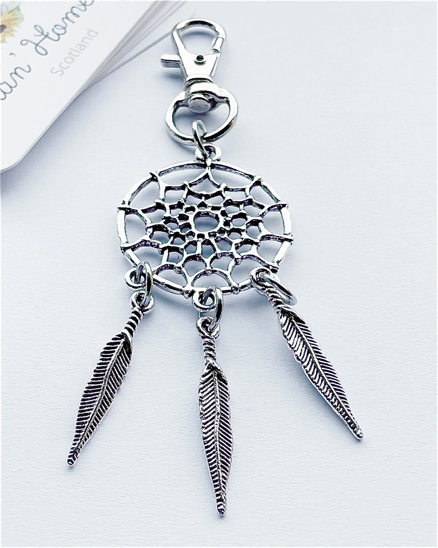 Small Dream Catcher Bag Charm. Dream Catcher Charm. Metal Bag Charm.