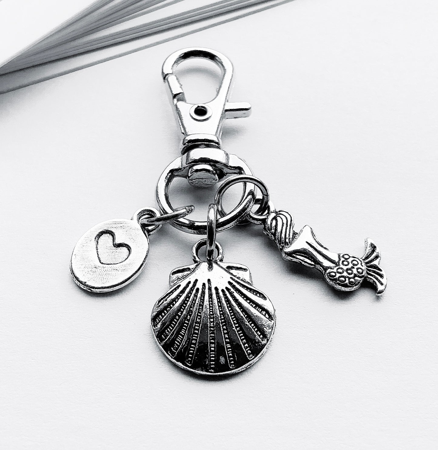 Small Mermaid Bag Charm. Shell Bag Charm. Bag Charm. Beach Bag Charm.