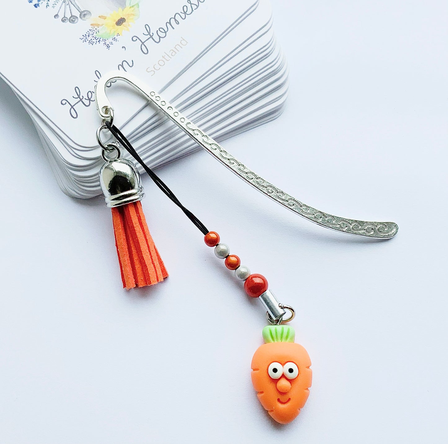 Metal Bookmark. Carrot Bookmark. Novelty Food Bookmark. Miniature Resin Food.