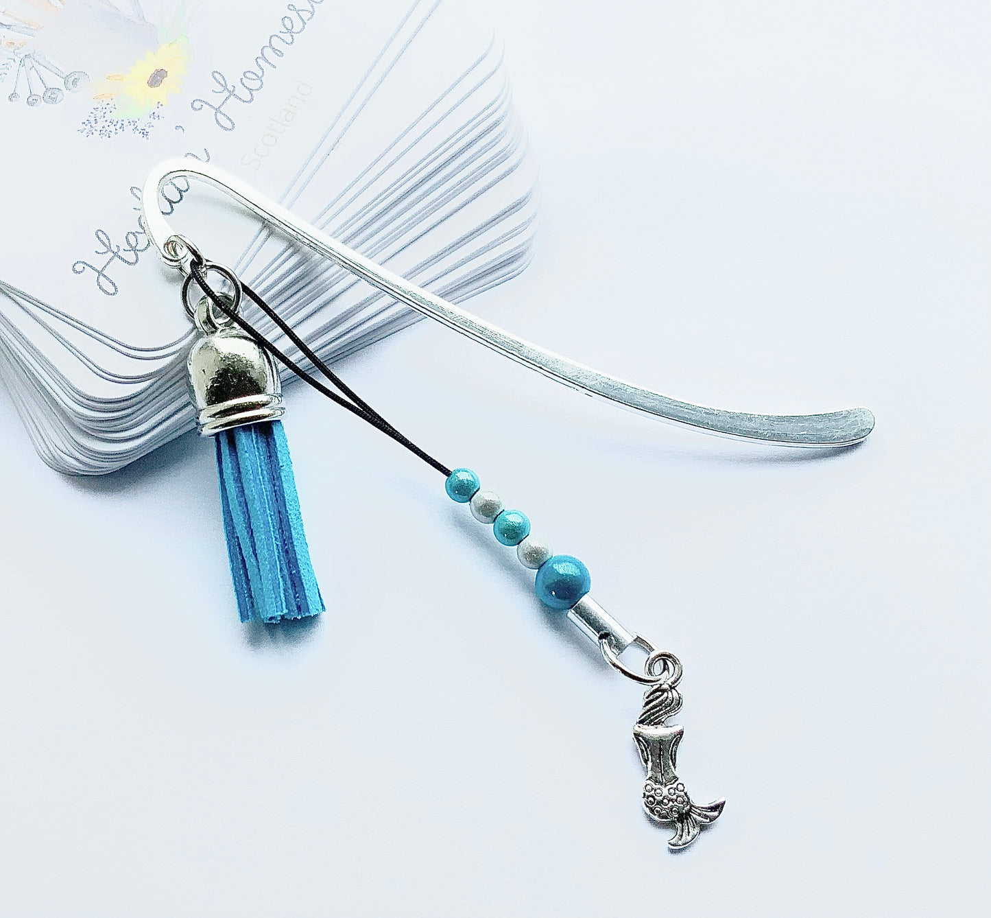Mermaid Bookmark. Metal Bookmark. Charm Bookmark. Miracle Bead Bookmark.