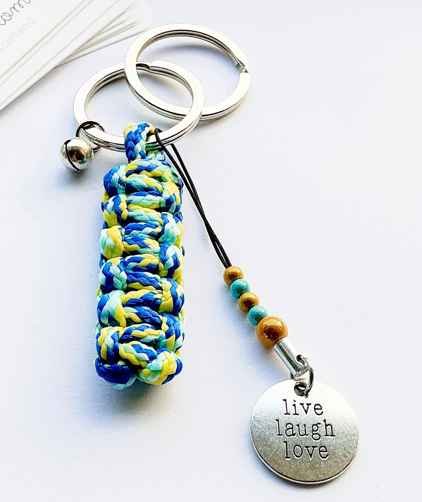 Paracord Keyring. Handmade Paracord Keyring. Charm Keyring. Inspirational Quote Keyring. Handmade In Scotland.