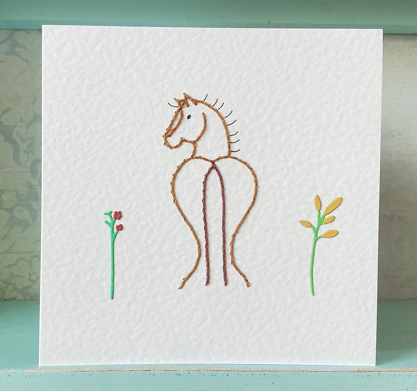 Hand Stitched Card. Blank Card. Clydesdales Horse. Horse Card. Any Occasion Card. Valentines Card. Birthday Card.