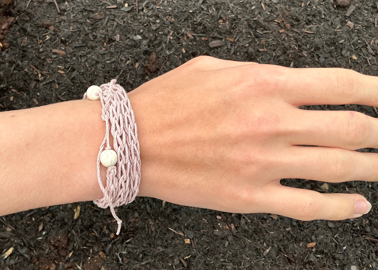 Pale Pink Hemp Bracelet. Hemp Bracelet. Bracelets. Boho Style Bracelet. Wrap Bracelet. Hemp Jewellery.