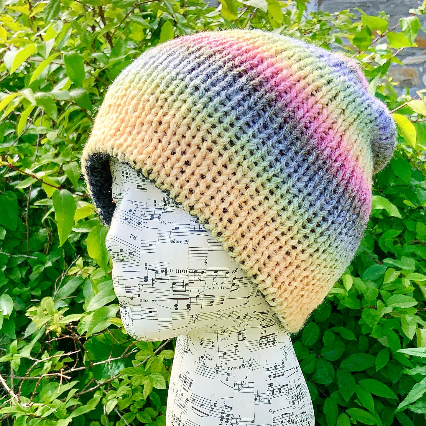 Reversible Hand Knitted Hat. Handmade Beanie. Woolly Hat. Woollen Hat.