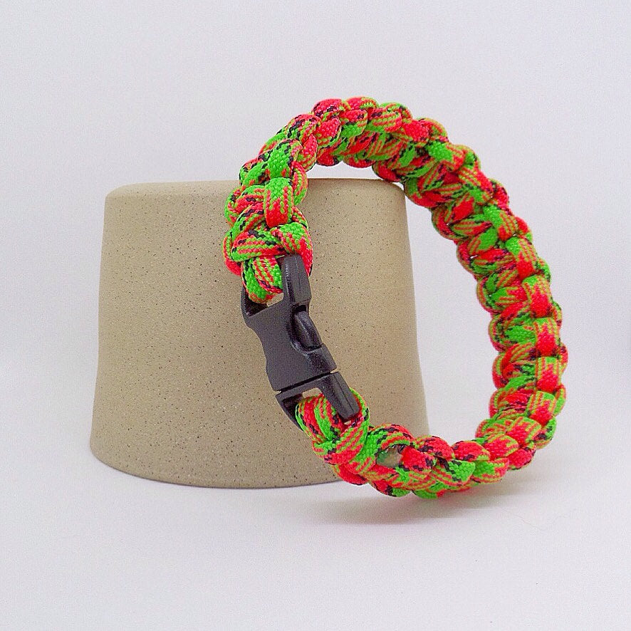 Paracord Bracelet - Bright Pink and Green