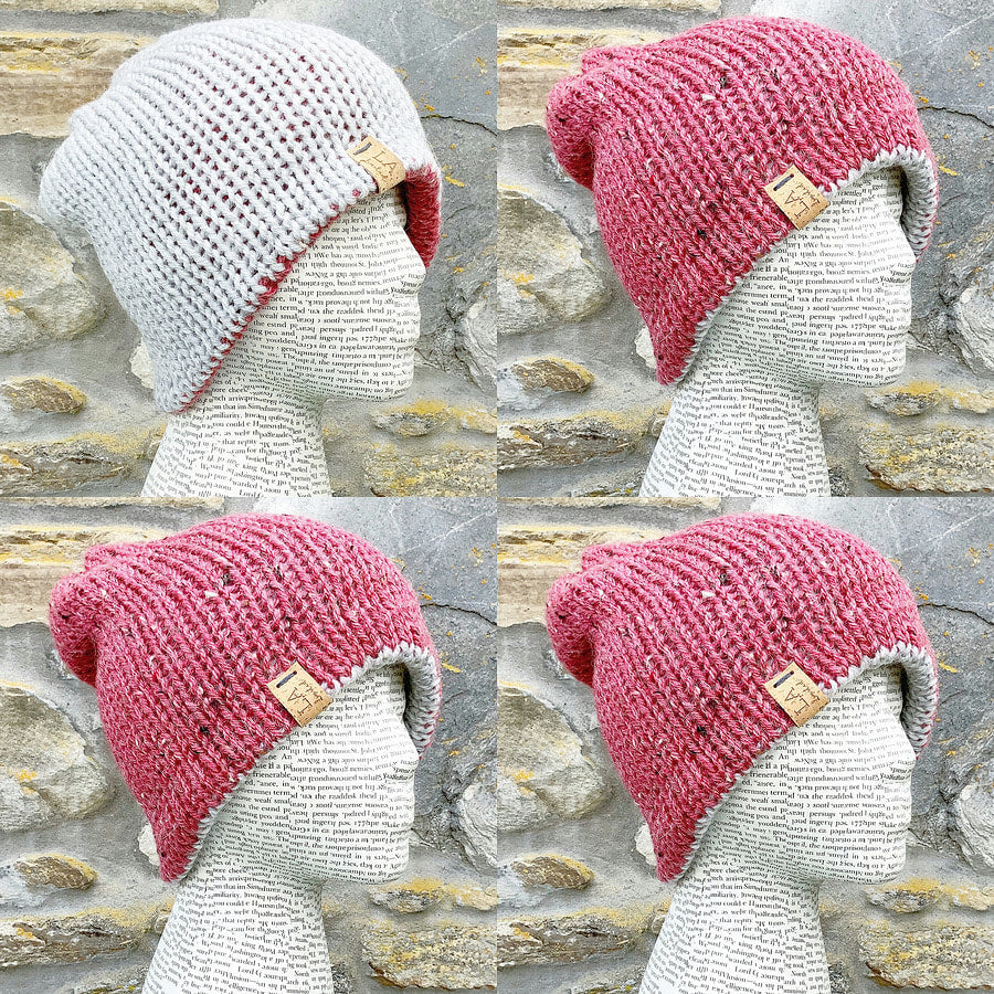 Reversible Hat With Pretty Silver Sparkles Inlaid On One Side. Beanie. Slouchy. Woolly Hat. Handmade Hat. Knitted Hat.