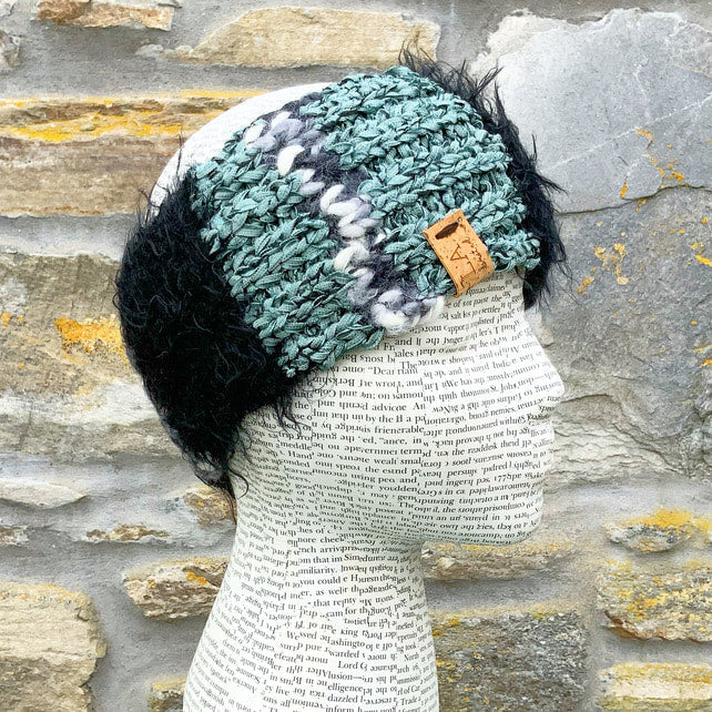 Neck Warmer. Headband. Scarf. Black and Grey.