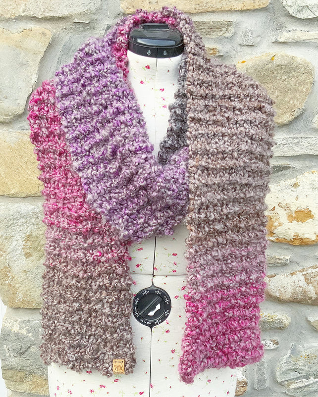 Chunky Scarf. Super Soft Scarf. Hand Knitted Scarf. Woollen Scarf. Winter Scarf. Handmade Scarf. Purple Scarf.