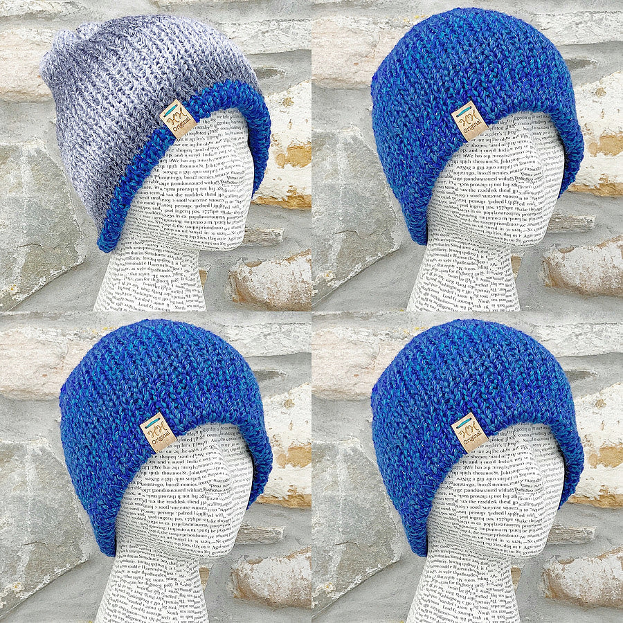 Reversible Hat. Sparkly Hat. Grey Hat. Blue Hat. Woolly Hat. Woollen Hat. Knitted Hat. Winter Hat. Skiing Hat.