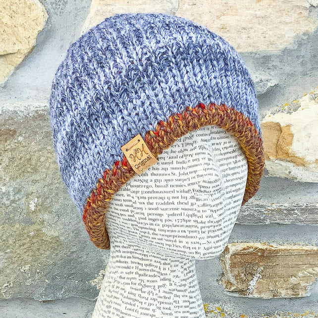 Reversible Hat. Grey Hat. Chunky Knit Hat. Woollen Hat. Knitted Hat. Beanie. Slouchy.