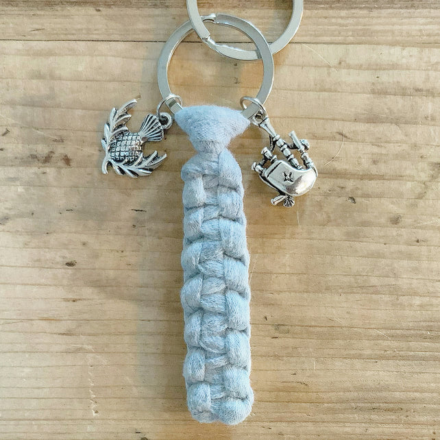 Scottish Keyring. Paracord Style Keyring. Thistle Keyring. Bagpipes Keyring. Handmade Key Fob. Key Chain.