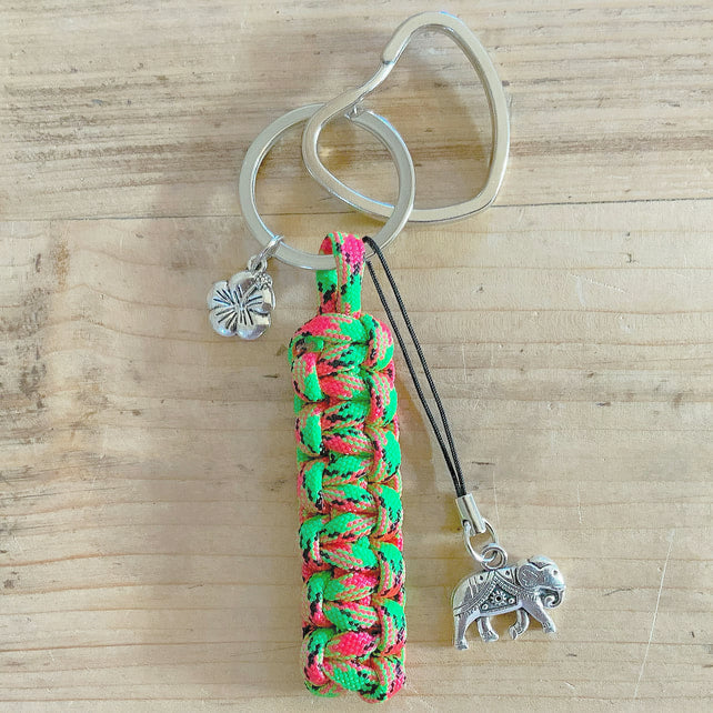 Paracord Keyring. Key Fob. Keyring. Elephant Keyring. Flower Keyring. Handmade Keyring. Key Chain.