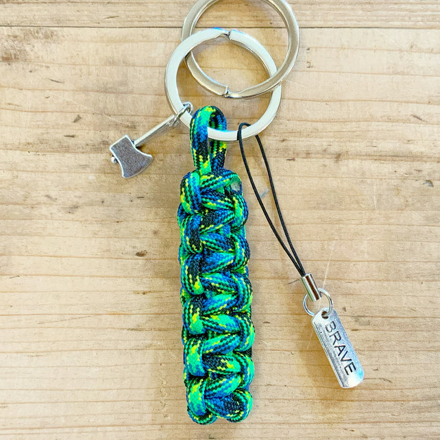 Paracord Keyring. Key Chain. Key Fob. Axe Keyring. Knotted Keyring. Inspirational Quote Keyring.