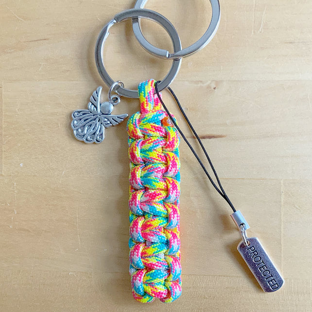 Guardian Angel Keyring. Paracord Keyring. Knotted Keyring. Angel Keyring. Handmade Paracord Keyring.