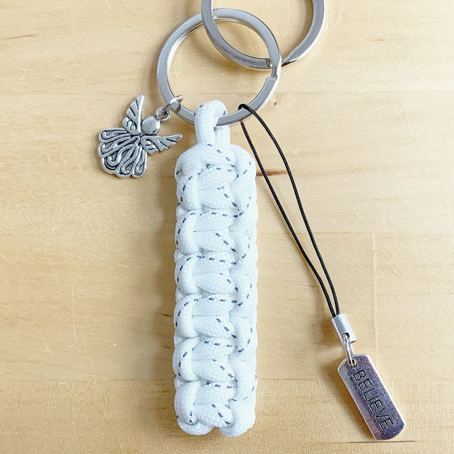 Paracord Keyring. Angel Keyring. Charms Keyring. Faith Keyring. Guardian Angel Keyring. Handmade Key Fob.