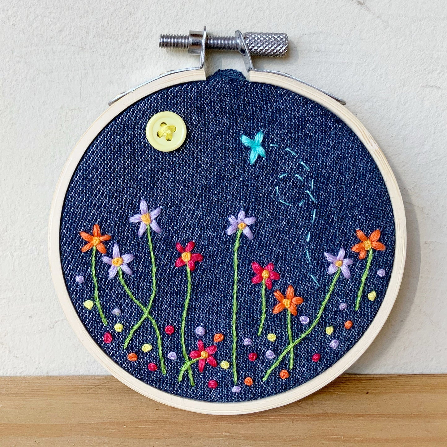 Hand Embroidered Flower Hoop.