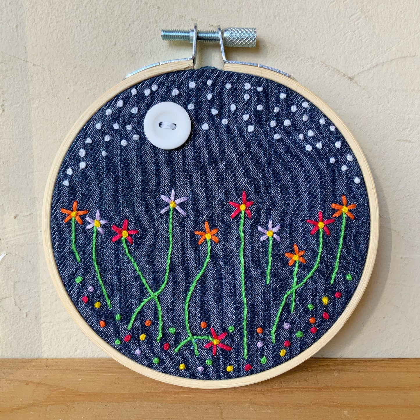 Hand Sewn Wildflower Hoop.