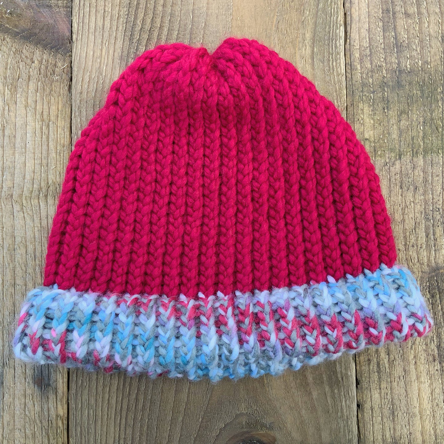 Chunky Knit Fisherman Style Hat. Knitted Hat. Red Beanie.