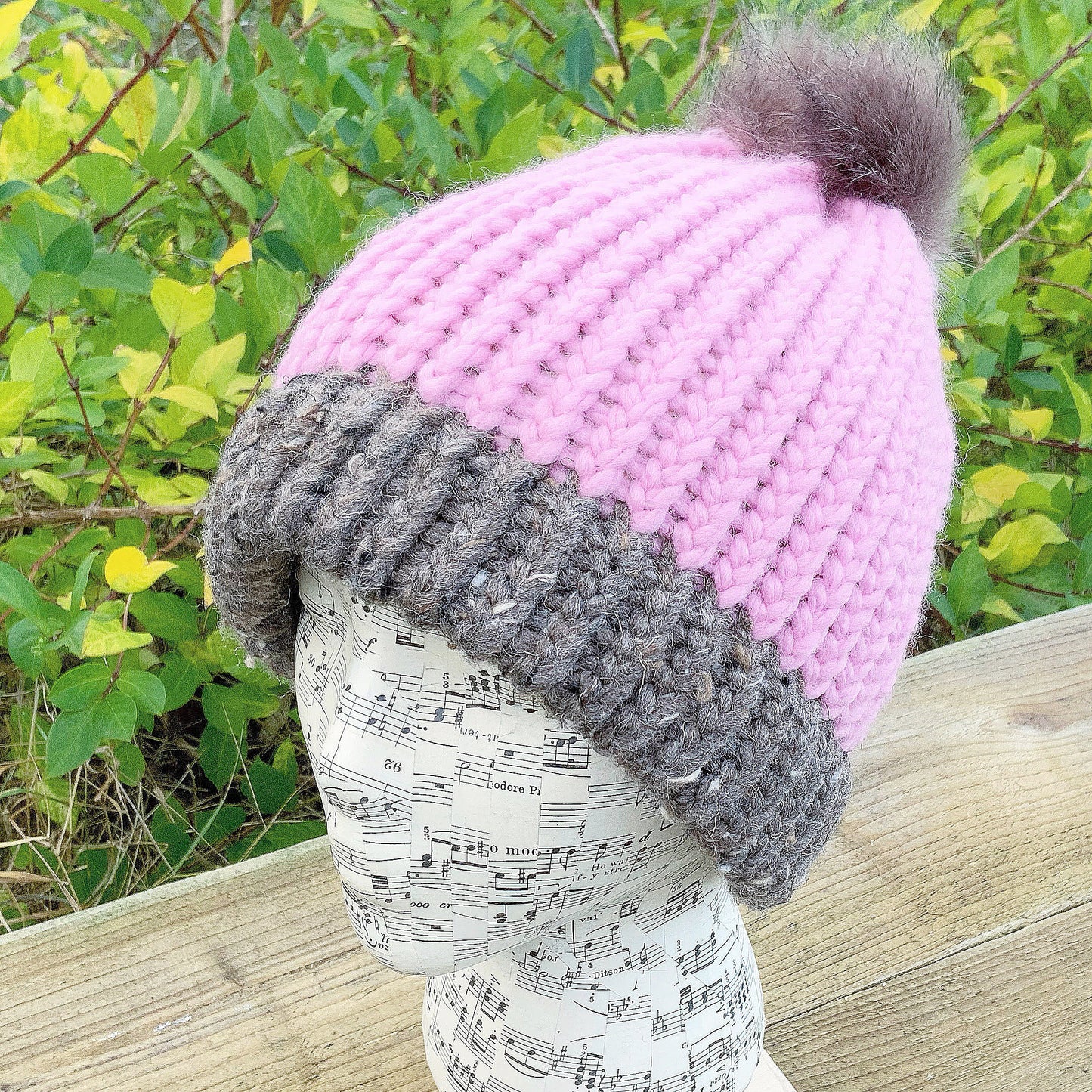 Chunky Knit Hat. Pom Pom Hat. Hand Knitted Beanie. Fisherman Style Hat.