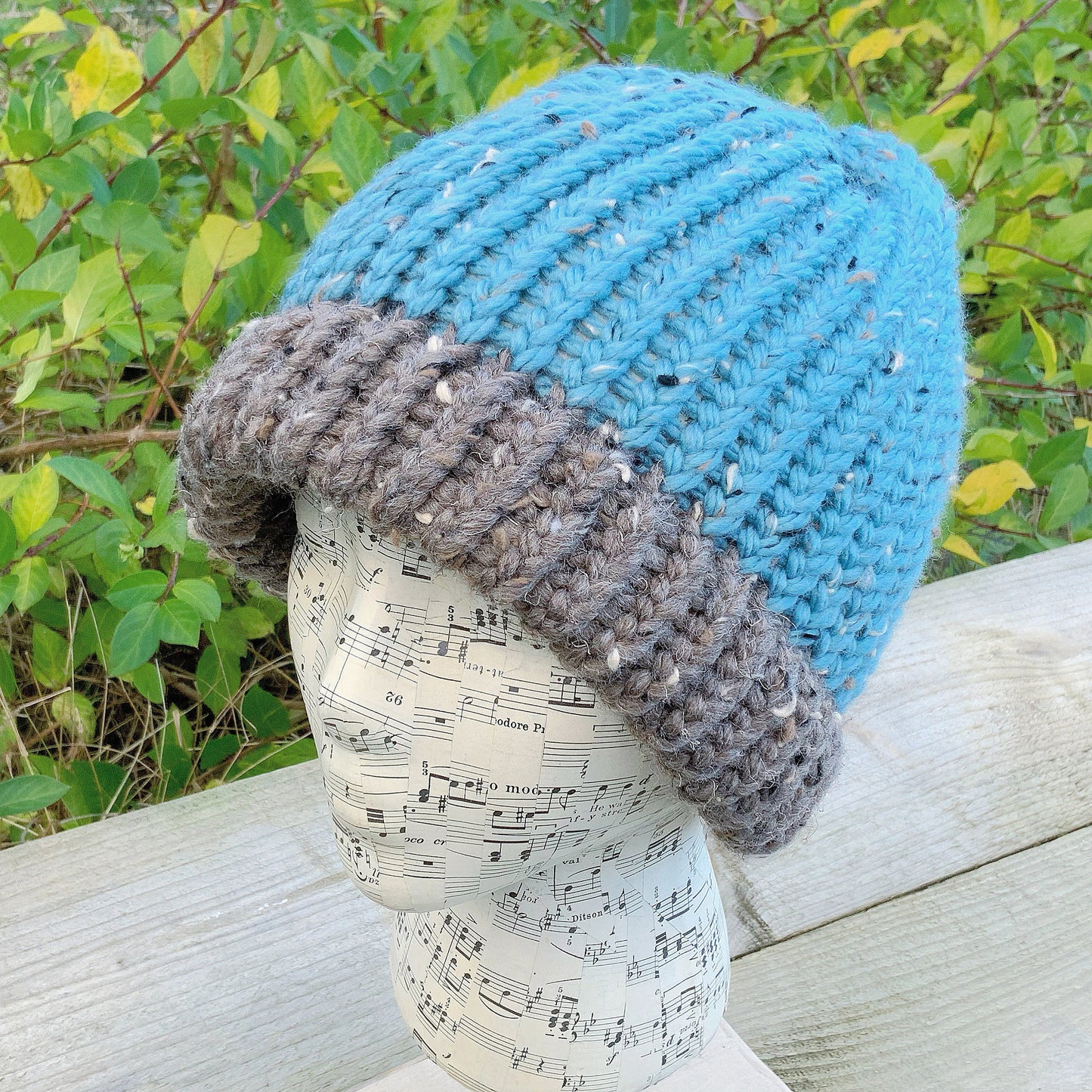 Blue Beanie. Chunky Knit Hat. Fishermans Hat. Woollen Hat. Woolly Hat.