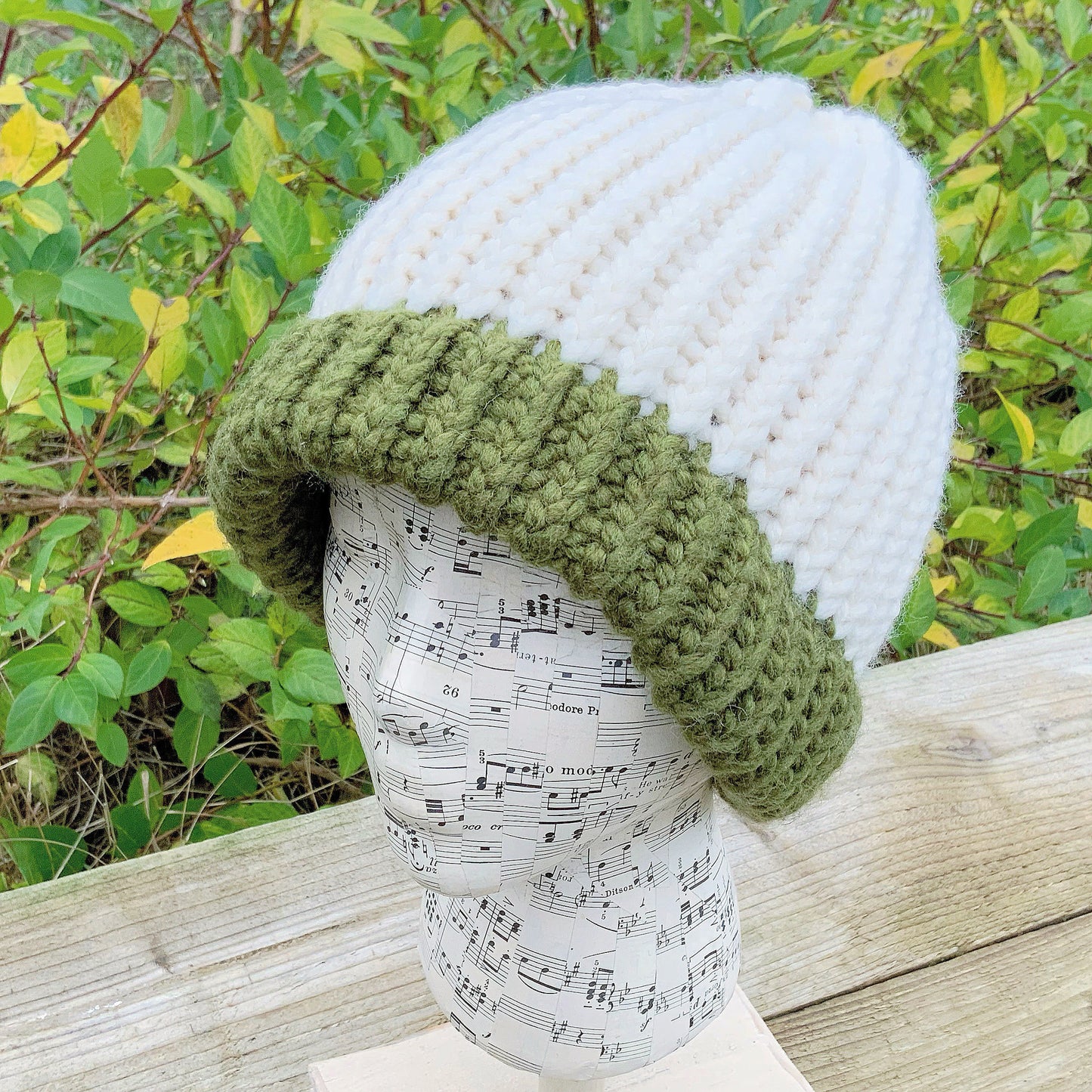 Chunky Knit Hat. Fishermans Hat‚ Woolly Hat. Hand Knitted Beanie. Cream Beanie.