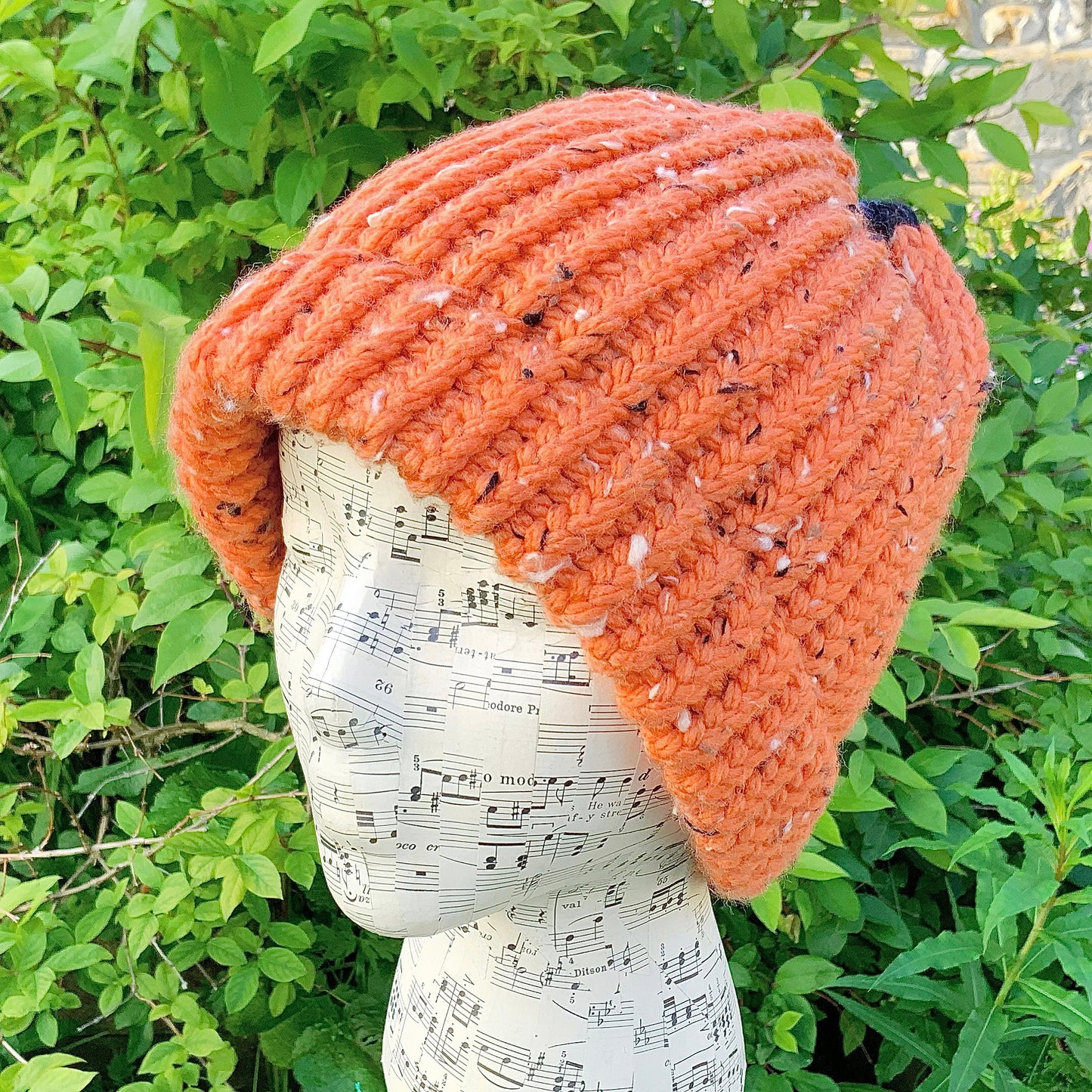 Hand Knitted Hat. Fisherman Style Hat. Chunky Knit Beanie. Orange Beanie.