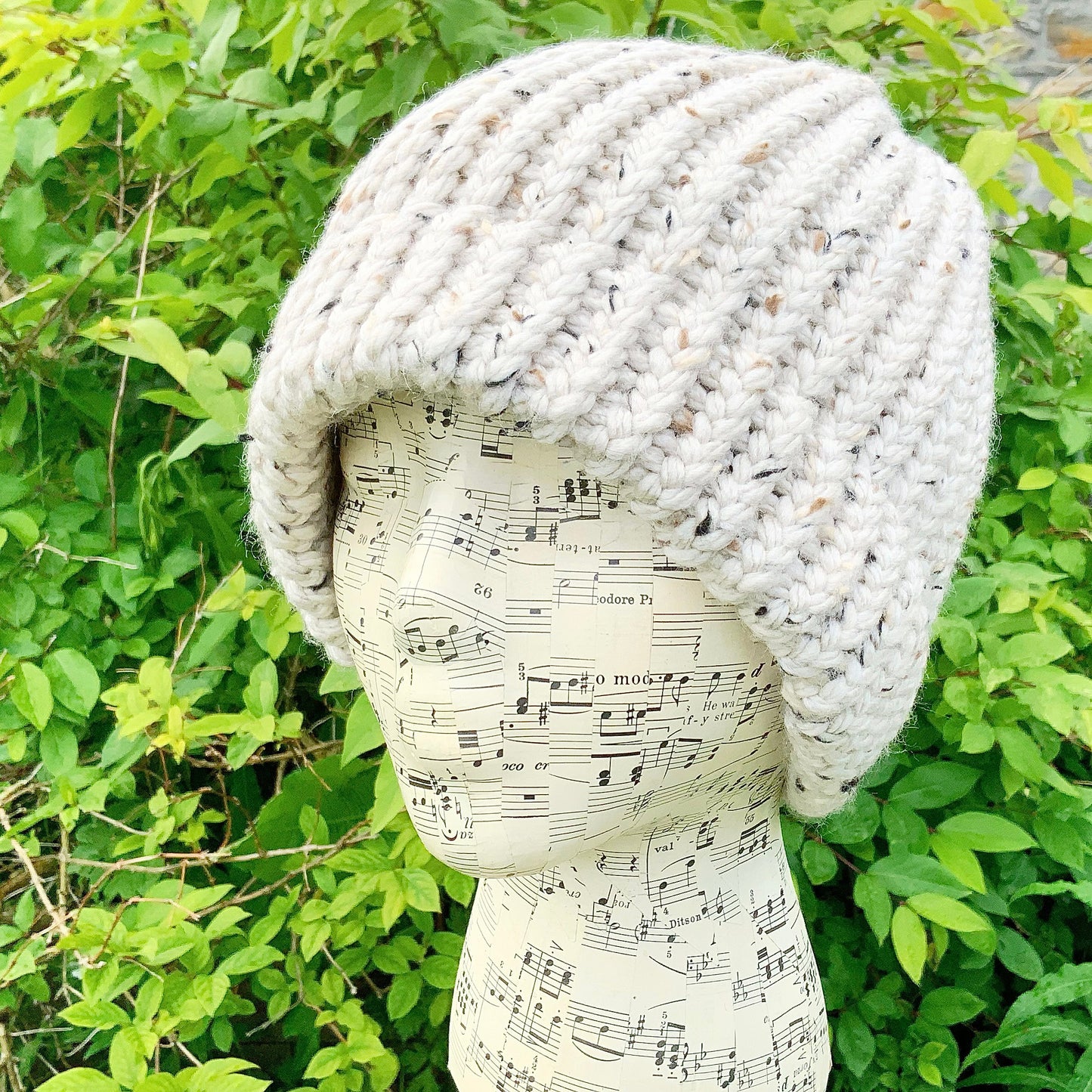 Cream Chunky Knit Hat. Beanie. Woolly Hat. Woollen Hat. Hand Knitted Hat.