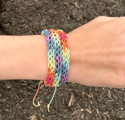 Hemp Bracelet. Boho Style Bracelet. Boho Chic. Beach Life. Casual Bracelet. Wrap Around Bracelet. Bracelets. Hemp Jewellery. Rainbow Bracelet.