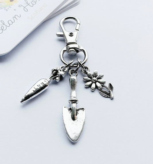 Small Bag Charm. Gardening Bag Charm. Allotment Bag Charm. Metal Bag Charm. Silver Bag Charm. Gift For Gardeners.