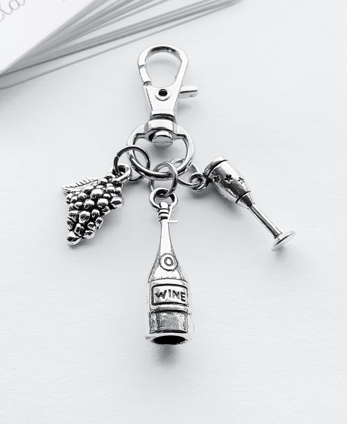 Small Wine Bottle Charm. Wine Bag Charm. Metal Charms. Wine Charms. Handmade Bag Charm.