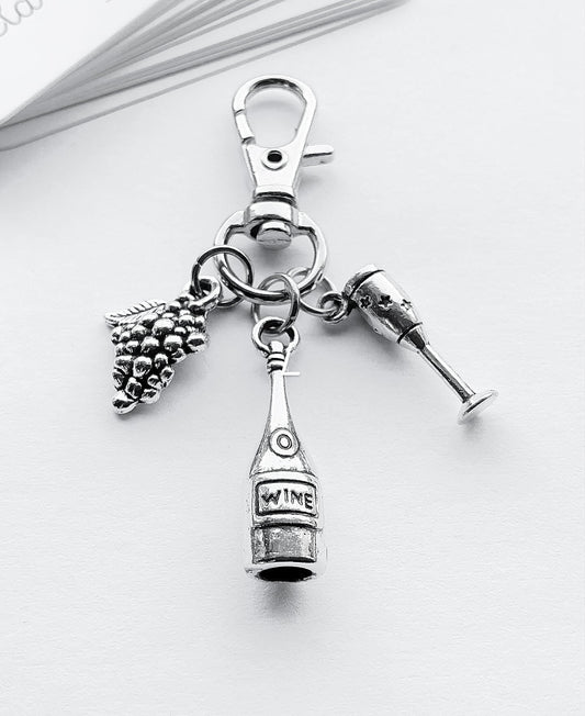 Small Wine Bottle Charm. Wine Bag Charm. Metal Charms. Wine Charms. Handmade Bag Charm.