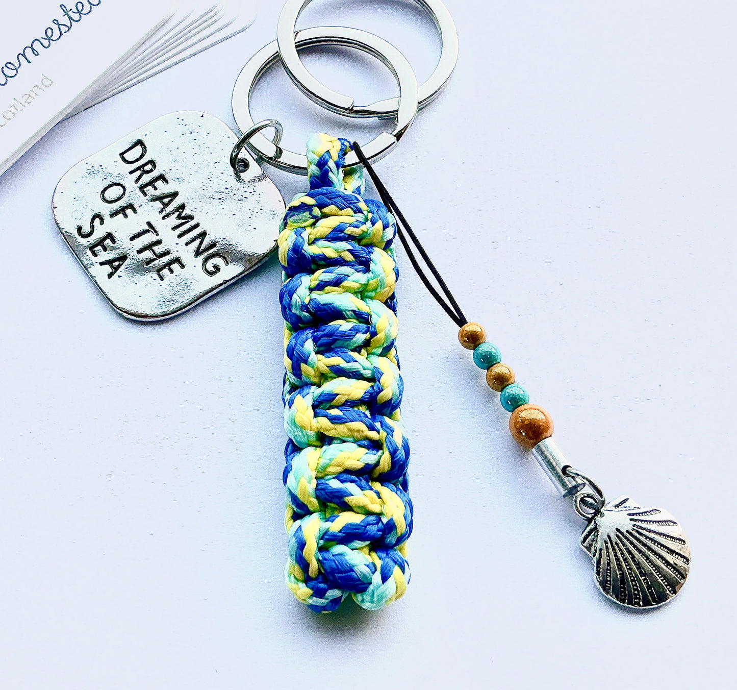 Paracord Keyring. Beach Keyring. Shell Keyring.