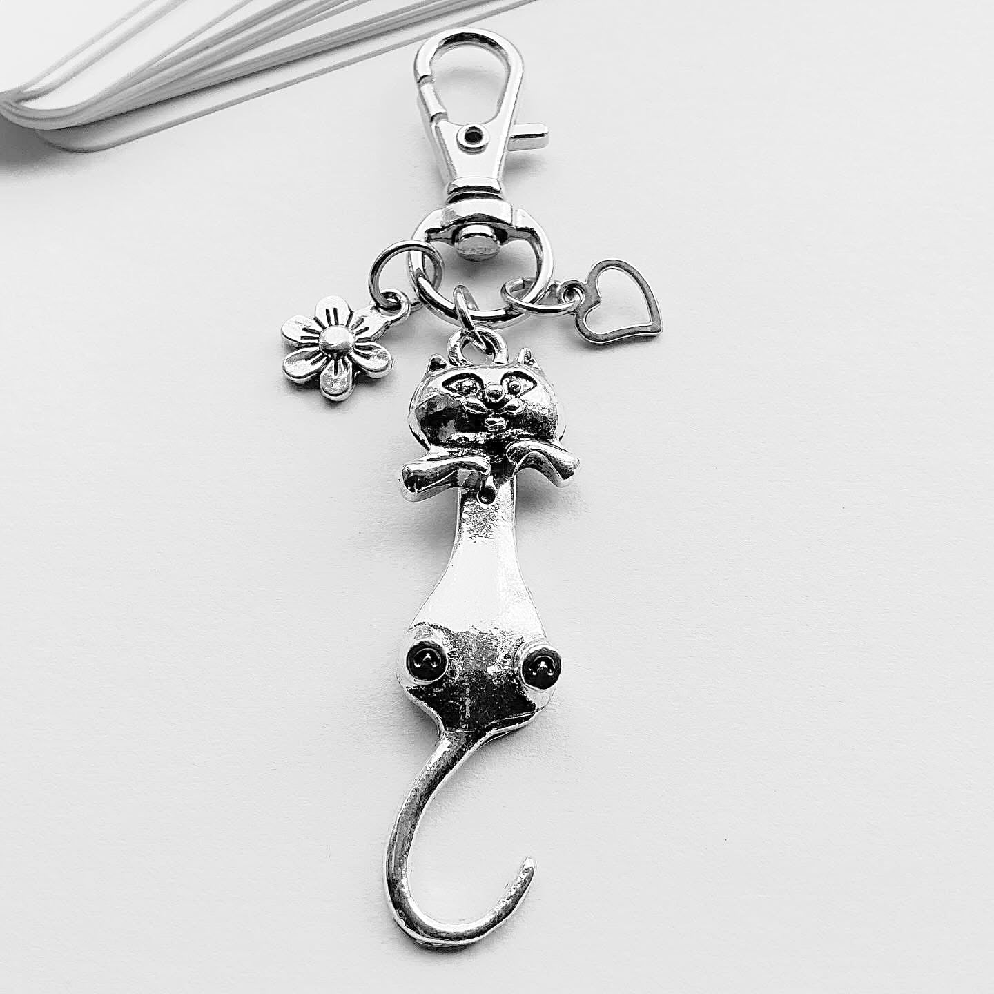 Small Cat Charm. Cat Bag Charm. Handbag Accessories. Metal Charms. Bag Charms. Cat Bag Charms. Handmade Bag Charms.
