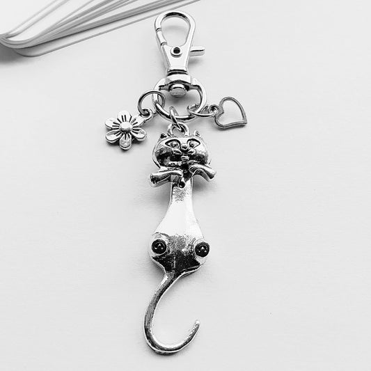 Small Cat Charm. Cat Bag Charm. Handbag Accessories. Metal Charms. Bag Charms. Cat Bag Charms. Handmade Bag Charms.