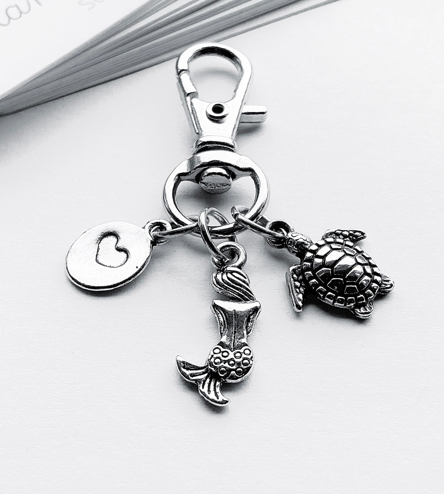 Small Mermaid Bag Charm. Coastal Bag Charm.