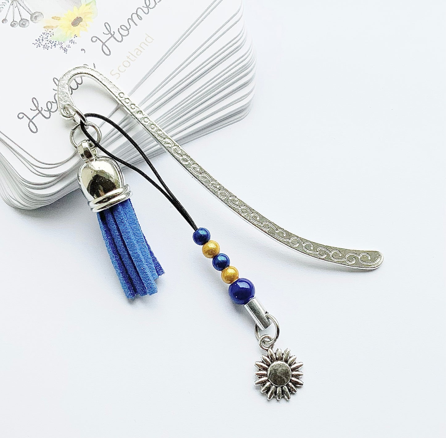 Sunflower Bookmark. Metal Bookmark. Charm Bookmark. Stand With Ukraine.