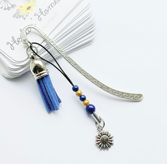Sunflower Bookmark. Metal Bookmark. Charm Bookmark. Stand With Ukraine.