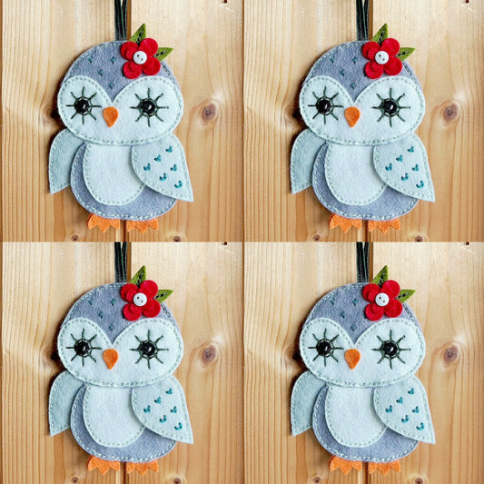 Hand Stitched Owl. Hanging Decoration. Felt Owl Decoration. Handmade Owl. Owl Gift.
