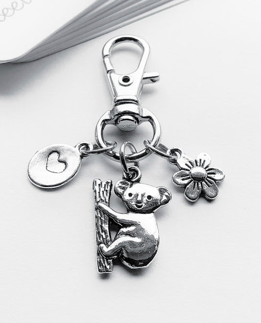 Small Koala and Heart Bag Charm. Metal Bag Charm.