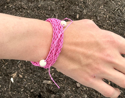 Pink Hemp Bracelet. Natural Hemp Bracelet. Boho Style Bracelet. Boho Fashion. Boho Chic. Beach Life Style Bracelet. Handmade Bracelets. Wrap Around Bracelet. Hemp Jewellery.