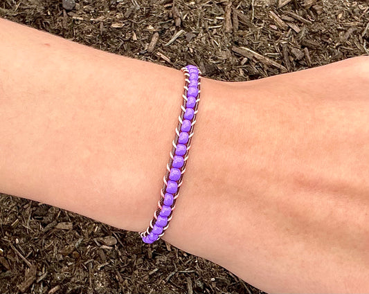 Lilac Bracelet. Handmade Bracelet. Beaded Bracelet. Boho Style Bracelet. Beach Life Bracelet. Seed Bead Bracelet. Stackable Bracelet.