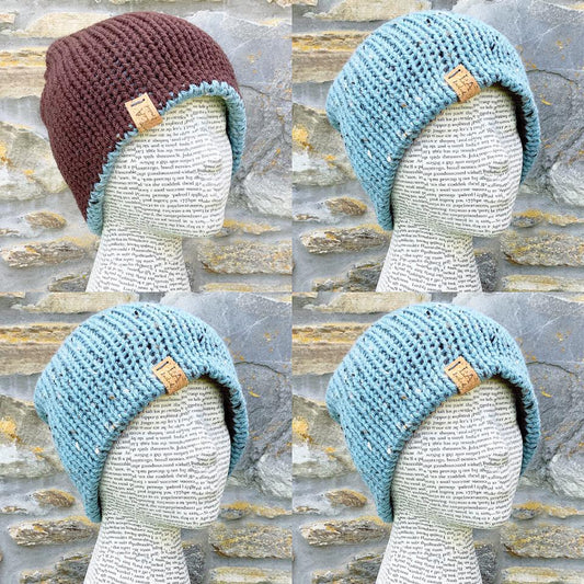 Reversible Hat. Knitted Hat. Woollen Hat. Woolly Hat. Beanie. Slouchy. Winter Hat. Cosy Hat.