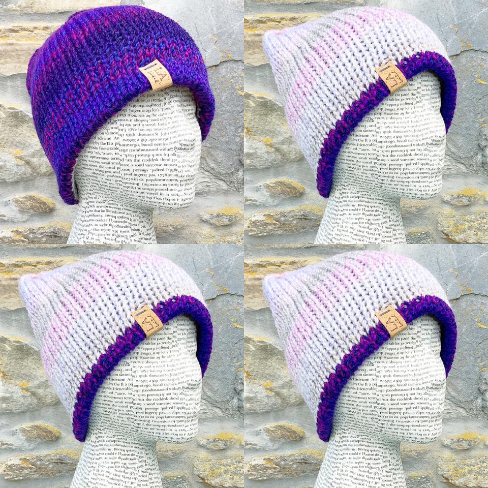 Reversible Hat. Knitted Hat. Handmade Hat. Beanie. Slouchy. Woolly Hat. Woollen Hat.