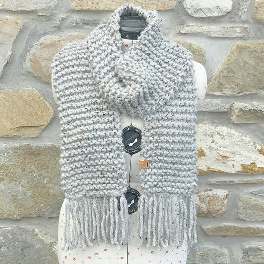 Chunky Scarf. Hand Knitted Scarf. Grey Scarf. Winter Scarf. Cosy Scarf. Handmade Scarf.