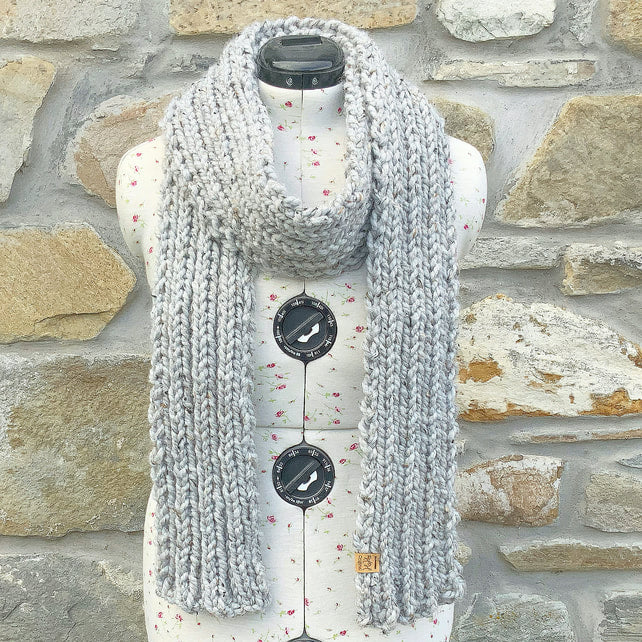 Grey Scarf. Chunky Scarf. Winter Scarf. Knitted Scarf. Wollen Scarf. Cosy Scarf.